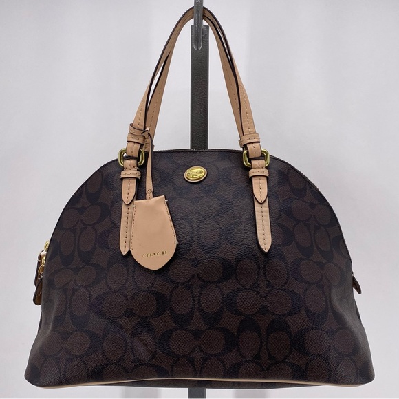 Coach dark brown signature print satchel bag No. 1357-F26184 - Picture 1 of 12